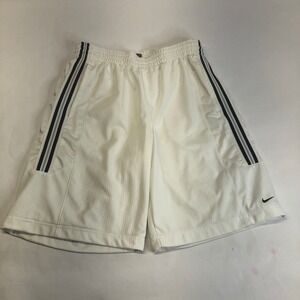 Nike Athletic Shorts Striped Basketball Running Gym Training White Shorts Size M